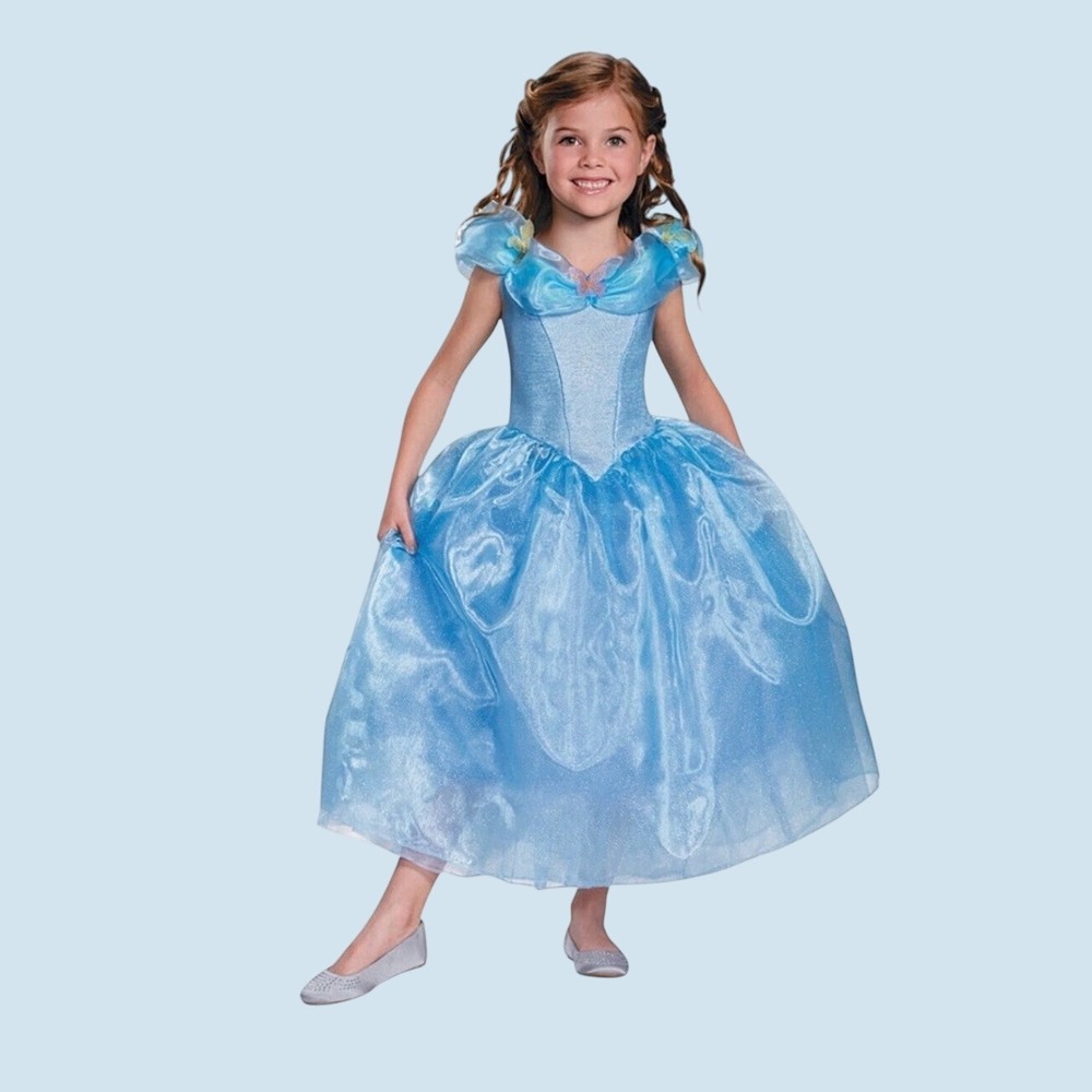 Disney Cinderella Deluxe Girls Costume Blue Princess Dress Size 4-6X NEW